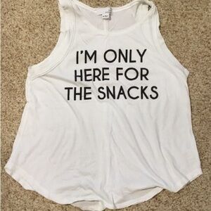 TEN SIXTY SHERMAN HERE FOR THE SNACKS WHITE GRAPHIC TANK TOP SIZE MEDIUM